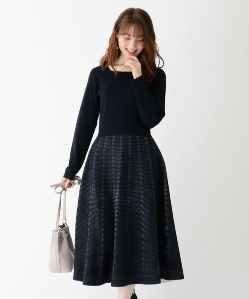 セール 総針ジャカードニットワンピース Web限定サイズ ミニ丈 ひざ丈ワンピース Index インデックス ファッション通販 タカシマヤファッションスクエア