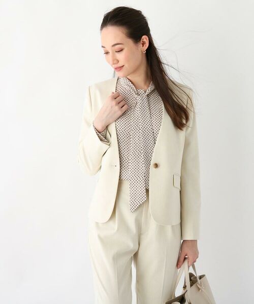 DELEGANT起毛ツイルノーカラージャケット【WEB限定サイズ】