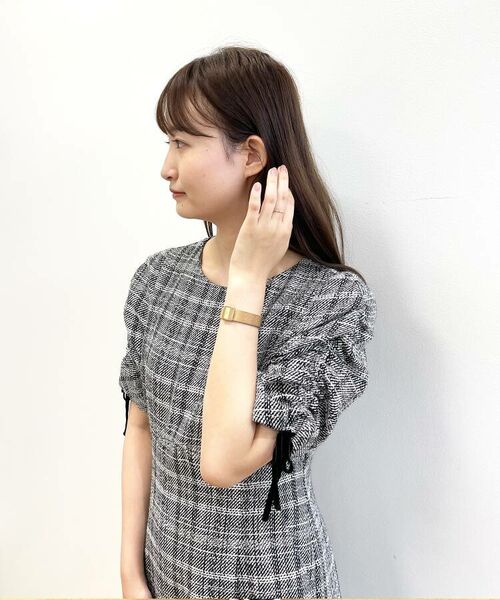 セール ドローストリングスリーブ ツイードワンピース Web限定サイズ ミニ丈 ひざ丈ワンピース Index インデックス ファッション通販 タカシマヤファッションスクエア