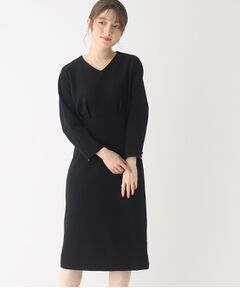 ◆バウンシージョーゼット フェイクパールスリーブワンピース