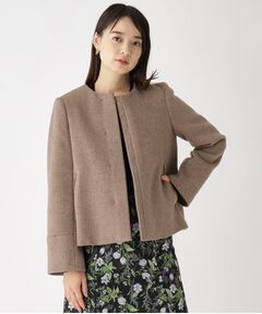 ◆≪S-LLsize≫ カシミヤ混ノーカラーショートコート