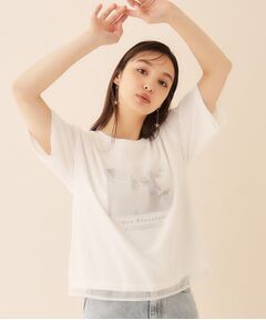 チュールレイヤードフォトTシャツ【洗濯機洗い可】