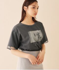 チュールレイヤードフォトTシャツ【洗濯機洗い可】