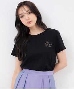 UV エンブレム刺繍コットンTシャツ【接触冷感/洗濯機洗い可】