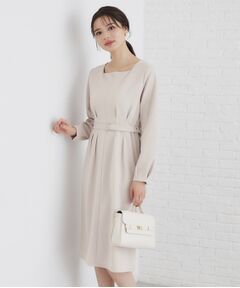 index / インデックス ミニ丈・ひざ丈ワンピース | ストレッチウエストタックワンピース【洗濯機洗い可/抗ピル/防シワ】