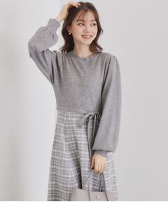 index / インデックス ミニ丈・ひざ丈ワンピース | チェックラメジャカードニットワンピース【洗濯機洗い可】