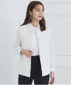 index / インデックス ベスト | 《美人百花掲載》ポケット付きツイードジレ/通勤・セレモニー対応【洗える】