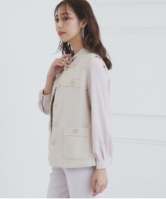index / インデックス ベスト | 《美人百花掲載》ポケット付きツイードジレ/通勤・セレモニー対応【洗える】