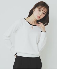 index / インデックス ニット・セーター | バイカラーキーネックニット【洗濯機洗い可】