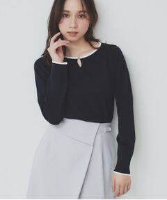 index / インデックス ニット・セーター | バイカラーキーネックニット【洗濯機洗い可】