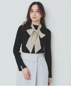 index / インデックス ニット・セーター | スカーフ付きハイネックリブニット【洗濯機洗い可】