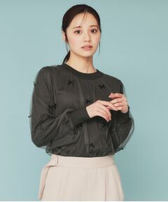 index / インデックス カットソー | チュールレイヤードリボントップス【洗濯機洗い可】