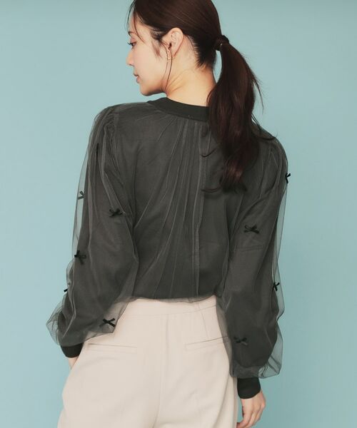 index / インデックス カットソー | チュールレイヤードリボントップス【洗濯機洗い可】 | 詳細1