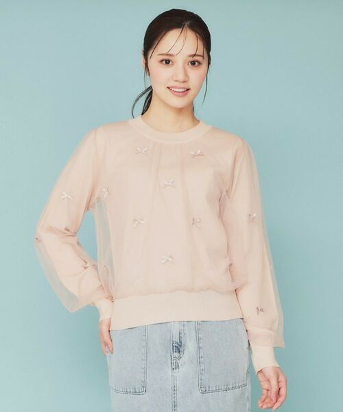 index / インデックス カットソー | チュールレイヤードリボントップス【洗濯機洗い可】 | 詳細13