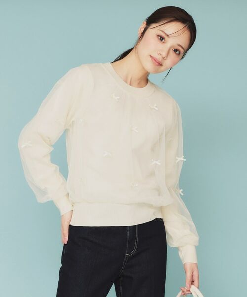 index / インデックス カットソー | チュールレイヤードリボントップス【洗濯機洗い可】 | 詳細5
