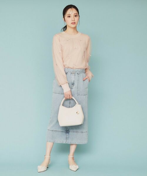 index / インデックス カットソー | チュールレイヤードリボントップス【洗濯機洗い可】 | 詳細9