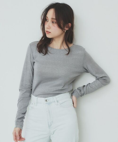 index / インデックス カットソー | ラメシアーチュールトップス【洗濯機洗い可】 | 詳細5