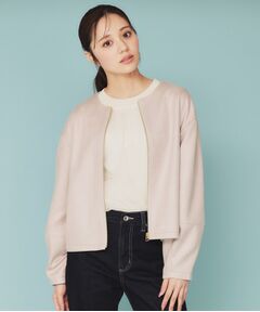 index / インデックス レザーブルゾン・ジャケット | スウェードノーカラーブルゾン【洗濯機洗い可/防シワ/ストレッチ】