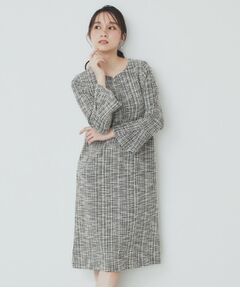 index / インデックス ミニ丈・ひざ丈ワンピース | ストレッチラメツイードワンピース【洗濯機洗い可】