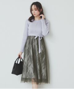 index / インデックス ロング・マキシ丈ワンピース | チュールレーススカートドッキングワンピース【洗濯機洗い可】