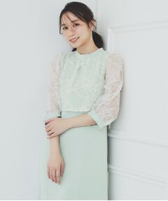 index / インデックス ミニ丈・ひざ丈ワンピース | フラワーチュールドッキングフレアワンピース【洗濯機洗い可】