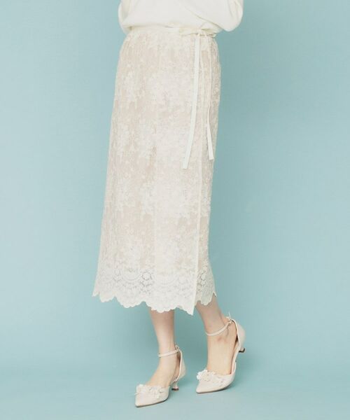 index / インデックス スカート | シアーフラワー刺繍ラップ風スカート【洗濯機洗い可】 | 詳細1