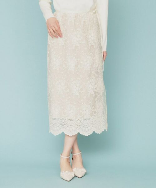 index / インデックス スカート | シアーフラワー刺繍ラップ風スカート【洗濯機洗い可】 | 詳細11