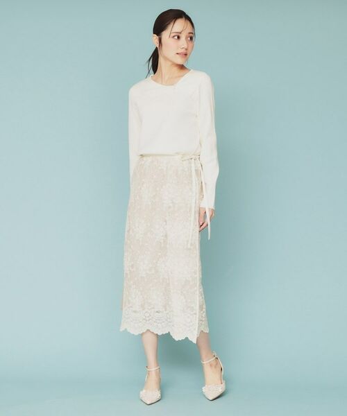 index / インデックス スカート | シアーフラワー刺繍ラップ風スカート【洗濯機洗い可】 | 詳細2