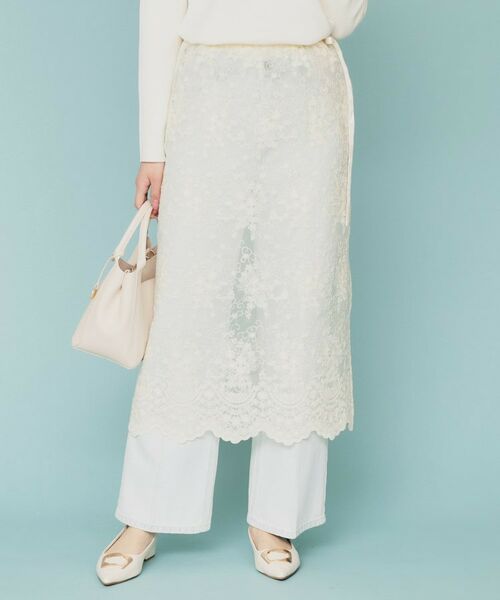index / インデックス スカート | シアーフラワー刺繍ラップ風スカート【洗濯機洗い可】 | 詳細4