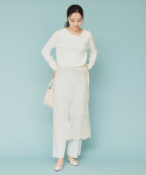 index / インデックス スカート | シアーフラワー刺繍ラップ風スカート【洗濯機洗い可】 | 詳細5