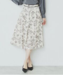 フラワープリントフレアスカート【洗濯機洗い可/イージーアイロン】