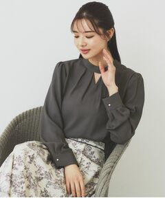 index / インデックス シャツ・ブラウス | ハイネックスリットブラウス【洗濯機洗い可/イージーアイロン】