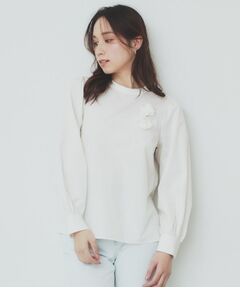 index / インデックス シャツ・ブラウス | コサージュ付きタックパフブラウス【洗濯機洗い可/イージーアイロン】