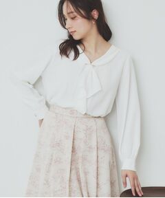 index / インデックス シャツ・ブラウス | ストレッチラッフルボウタイブラウス【洗濯機洗い可/防シワ】