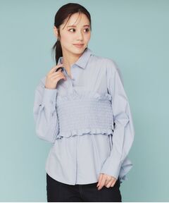 index / インデックス シャツ・ブラウス | 《andGIRL掲載》ビスチェレイヤードロングシャツ【洗濯機洗い可】