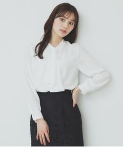 index / インデックス シャツ・ブラウス | 《美人百花掲載》アシンメトリーボウタイブラウス【洗濯機洗い可/防シワ】