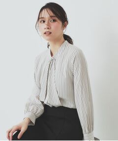 index / インデックス シャツ・ブラウス | 《美人百花掲載》アシンメトリーボウタイブラウス【洗濯機洗い可/防シワ】