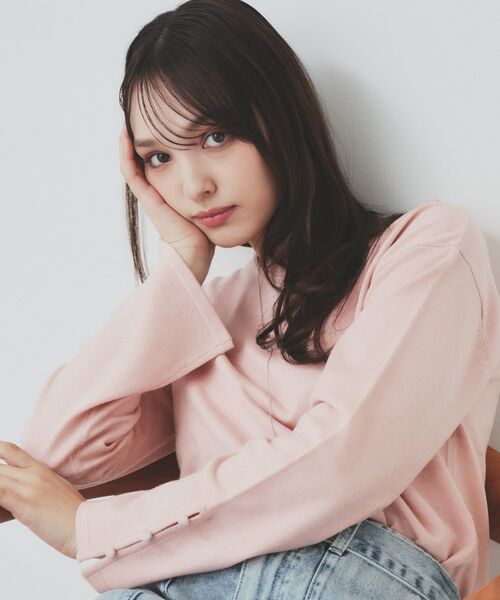 index / インデックス ニット・セーター | 袖スリットスリーブニット【洗濯機洗い可】(オレンジ(065))