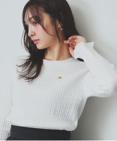 index / インデックス ニット・セーター | ゴールドモチーフ付きケーブルニット【洗濯機洗い可】