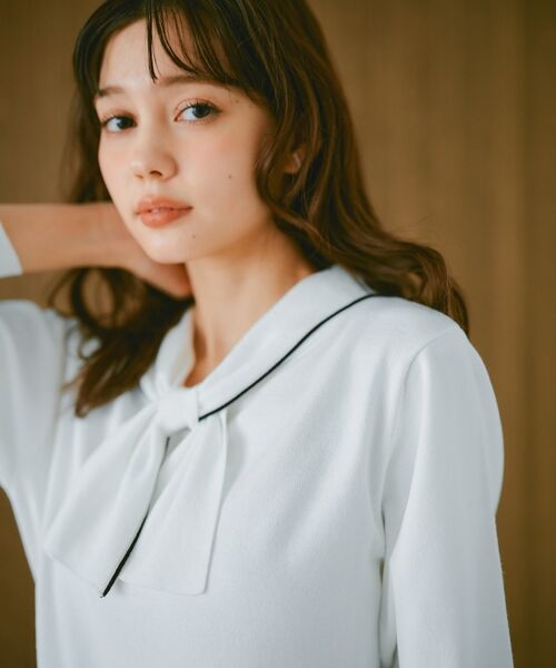 index / インデックス ニット・セーター | ロールカラーボウタイニット【洗濯機洗い可】 | 詳細1