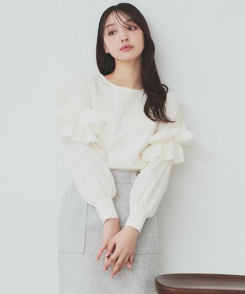 index / インデックス カットソー | フリルスリーブドッキングトップス【洗濯機洗い可】 | 詳細1