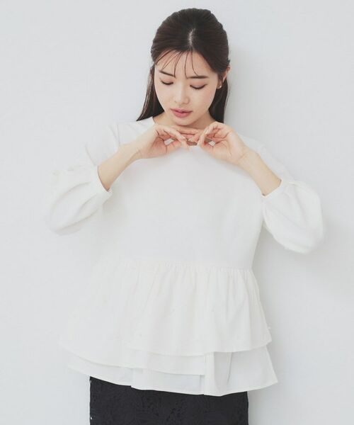 index / インデックス カットソー | カットジョーゼットドッキングペプラムトップス【洗濯機可】 | 詳細1