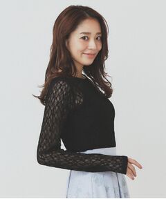 index / インデックス カットソー | シアーフラワーストレッチトップス【洗濯機洗い可】