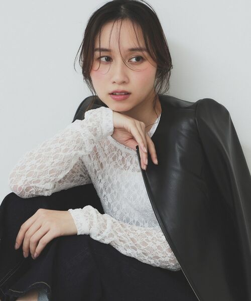 index / インデックス カットソー | シアーフラワーストレッチトップス【洗濯機洗い可】 | 詳細1