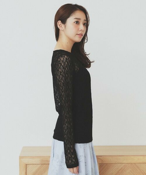 index / インデックス カットソー | シアーフラワーストレッチトップス【洗濯機洗い可】 | 詳細10
