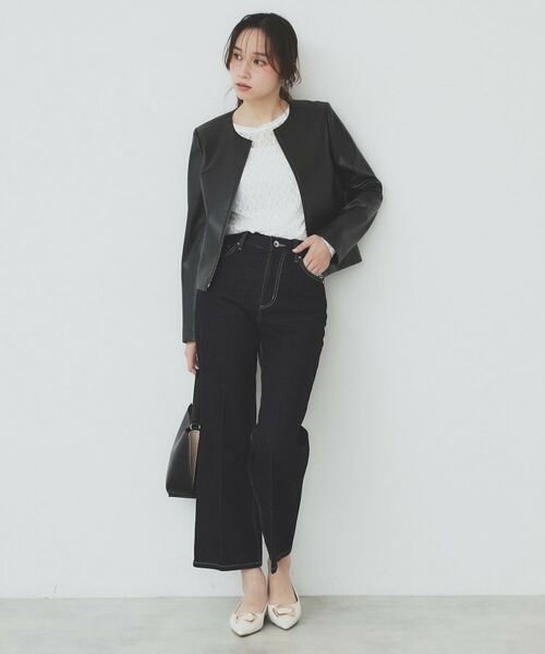 index / インデックス カットソー | シアーフラワーストレッチトップス【洗濯機洗い可】 | 詳細2