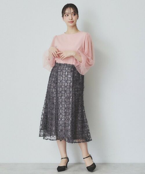 index / インデックス カットソー | ビジュー付きチュールバルーンスリーブトップス【洗濯機洗い可】 | 詳細10