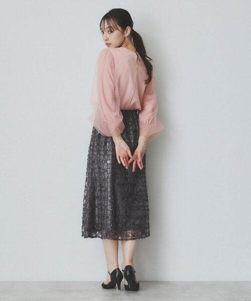 index / インデックス カットソー | ビジュー付きチュールバルーンスリーブトップス【洗濯機洗い可】 | 詳細11