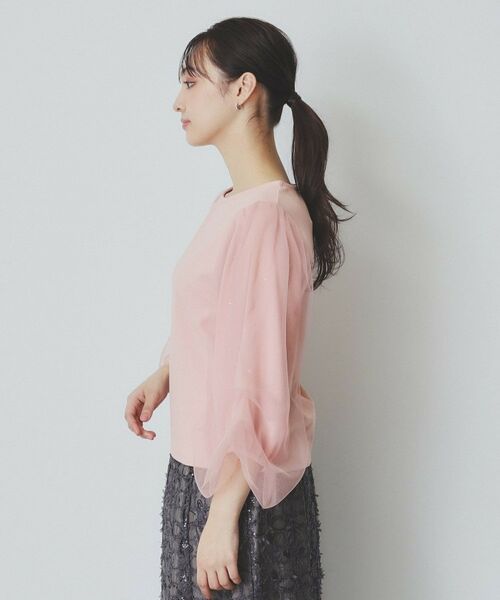 index / インデックス カットソー | ビジュー付きチュールバルーンスリーブトップス【洗濯機洗い可】 | 詳細14