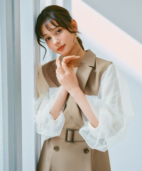 index / インデックス カットソー | ビジュー付きチュールバルーンスリーブトップス【洗濯機洗い可】 | 詳細21